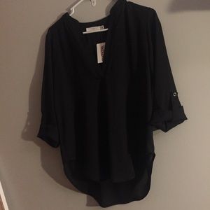 Lush v neck black blouse NWT
